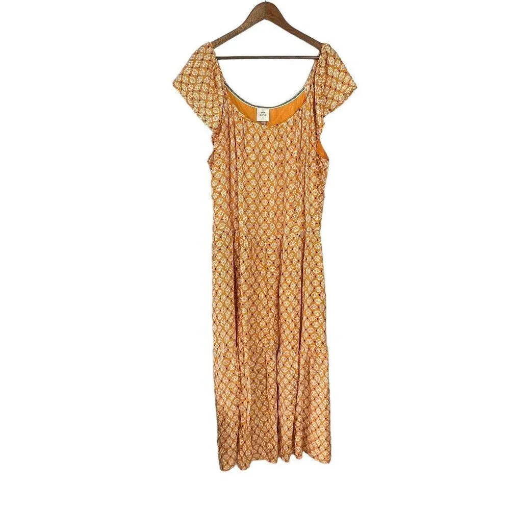 Knox Rose Maxi Dress Size XXL 2XL A Line Flutter Sleeve Lined Tiered Pockets